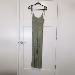 American Eagle Floral Ditzy Jumper Jumpsuit Green Yellow Viscose Size Small